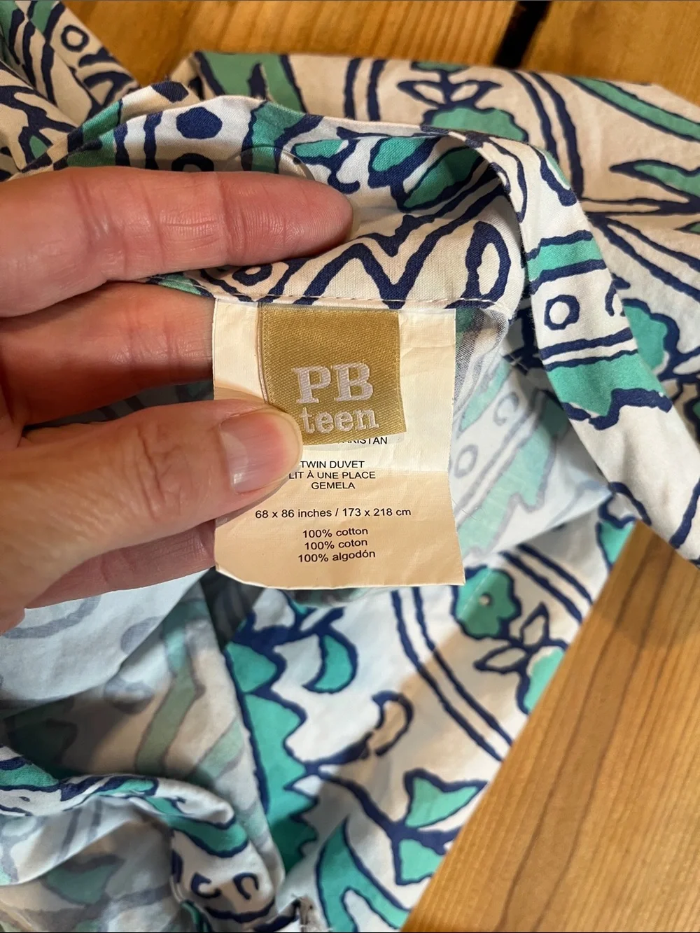 PB TEEN (Pottery Barn) *Twin* Turquoise Blue Tea Paisley Printed Duvet Cover